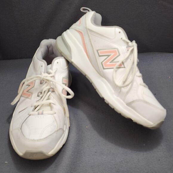New Balance Shoes - New Balance 608 Shoes Womens Size 10.5 White Pink Gray Leather ABZORB Walking